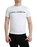 White Logo Print Cotton Crew Neck T-shirt