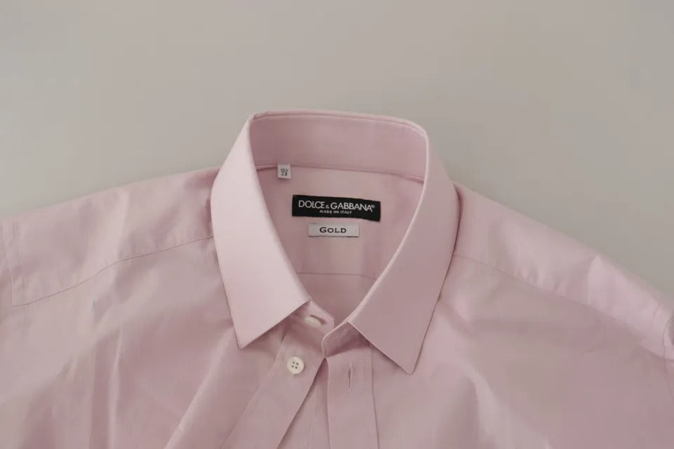Light Pink Cotton Dress Formal Men GOLD Shirt