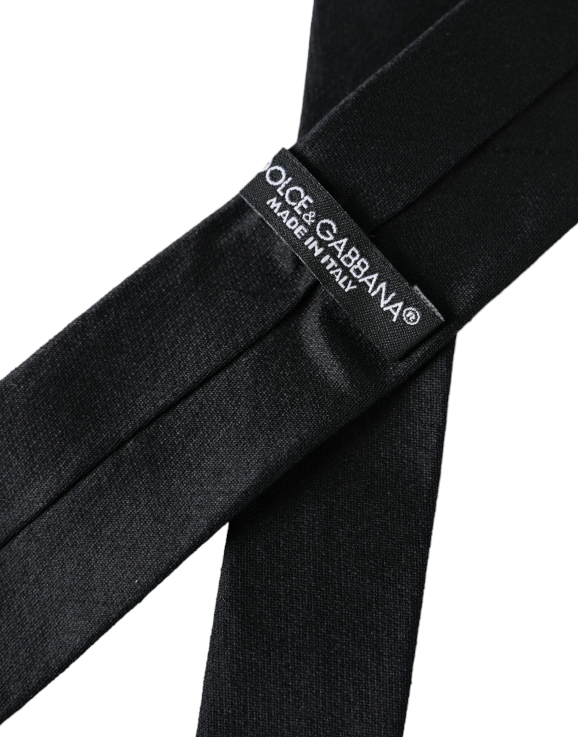 Black Solid 100% Silk Adjustable Tie