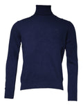 Blue Wool Knit Turtleneck Pullover Sweater