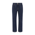 Blue Cotton Straight-Leg Jeans