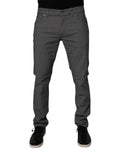 Gray Cotton Stretch Skinny Denim Jeans