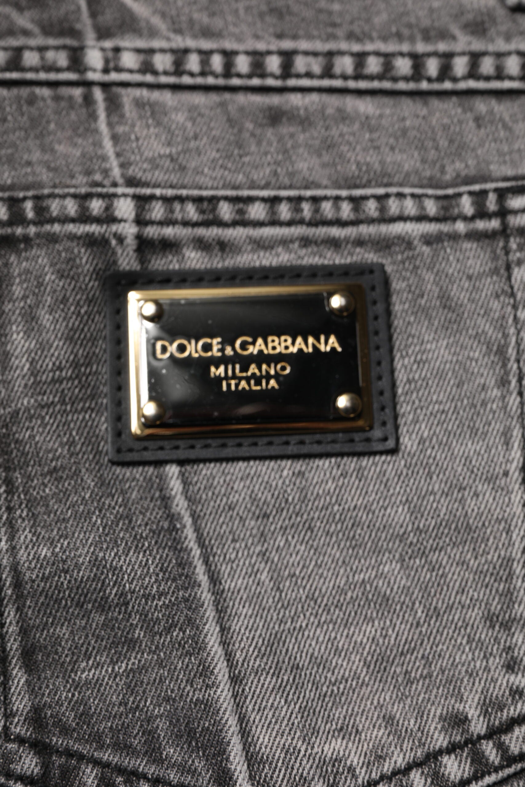 Two Tone Gray Cotton Denim Jeans