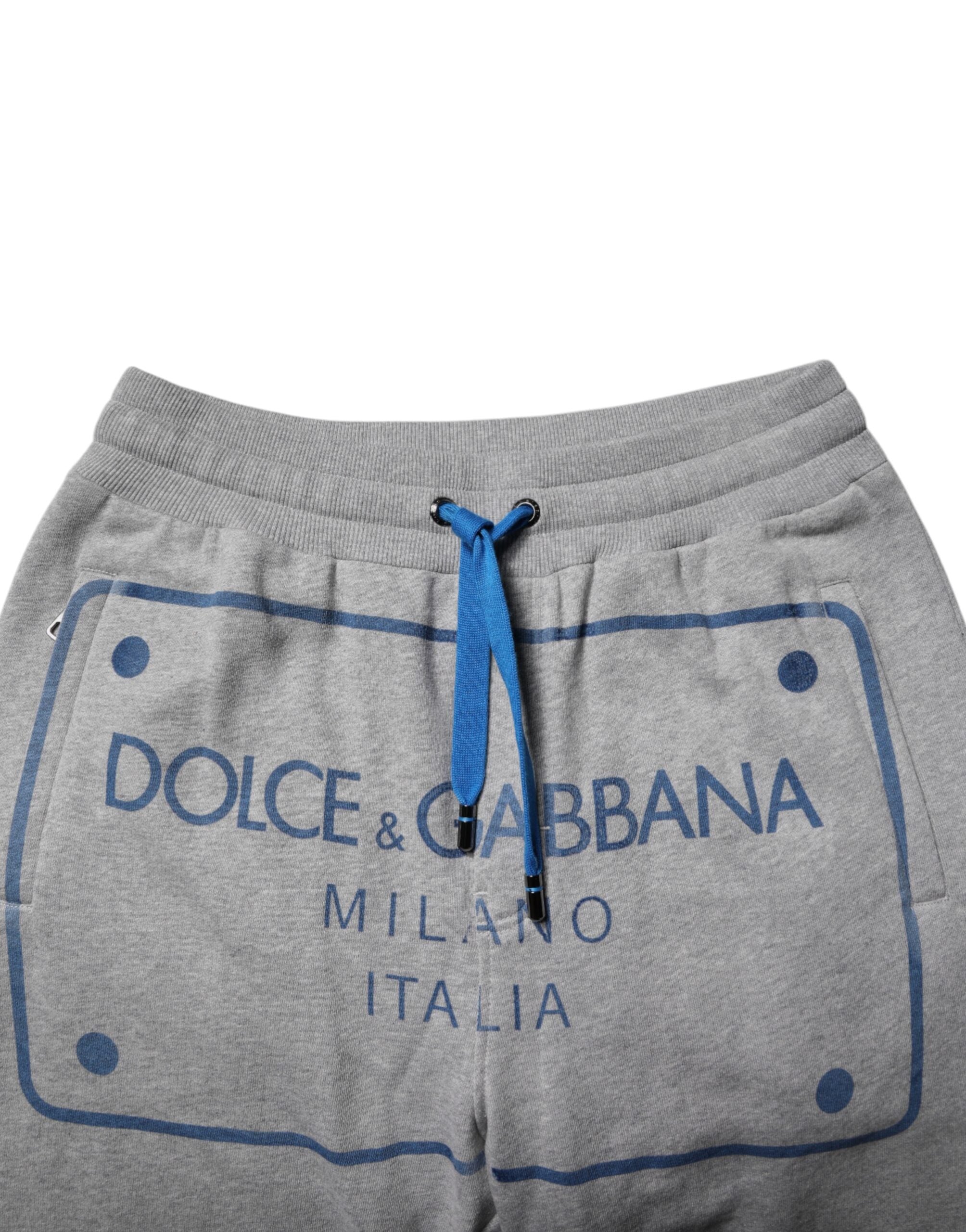 Gray Logo Cotton Men Jogger Sweatpants Pants
