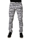 White Cotton Logo Print Skinny Denim Jeans
