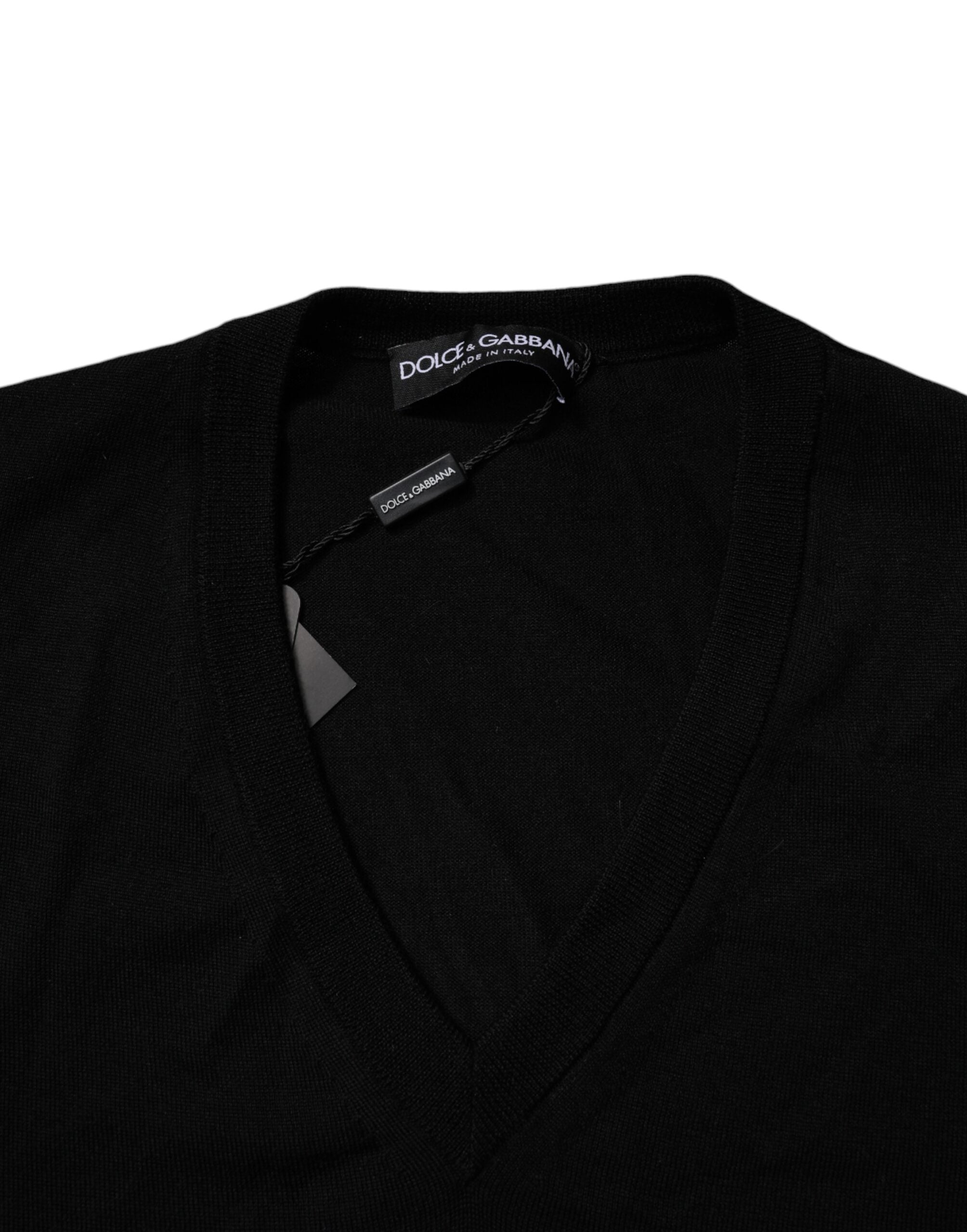 Black Camouflage V-neck Pullover Sweater