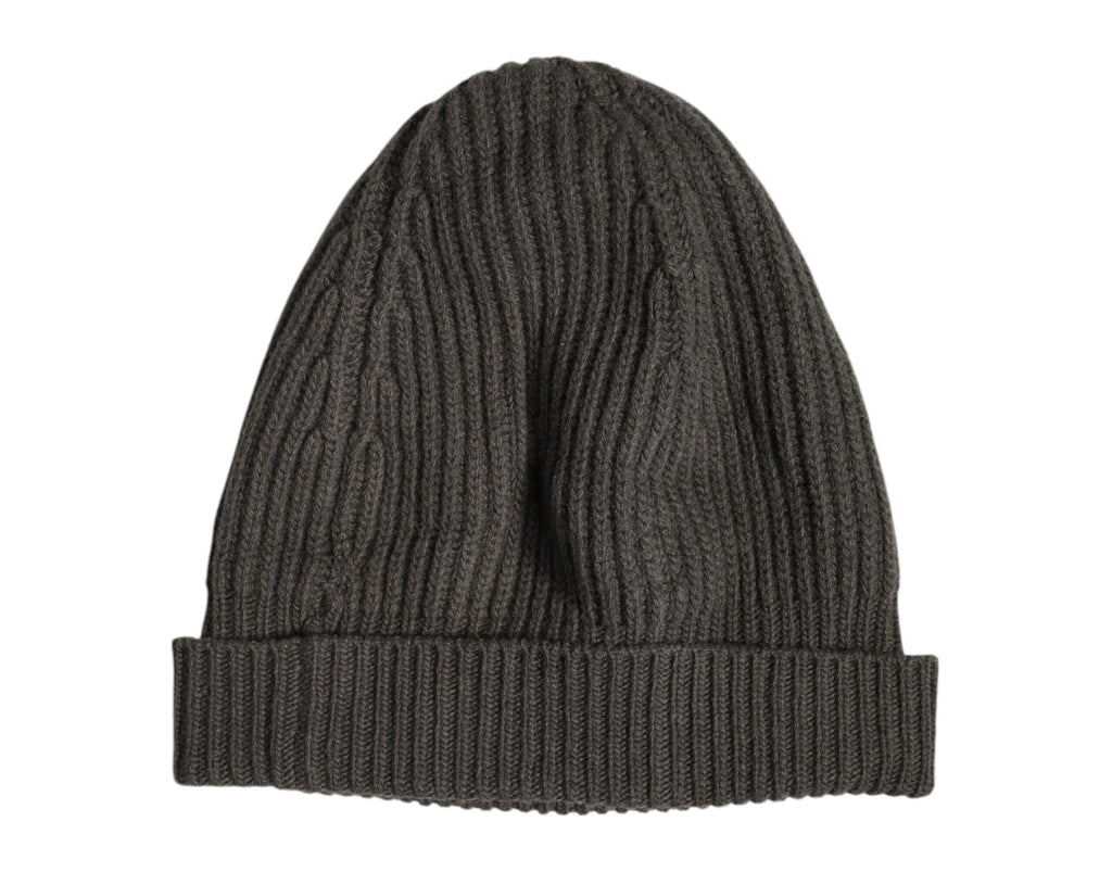 Green Wool DG Plaque Knitted Winter Beanie Hat