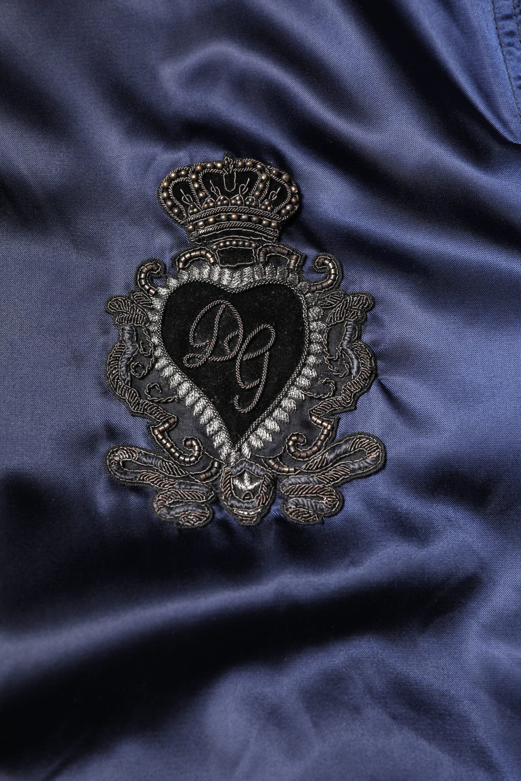 Blue Nylon DG Crown Full Zip Bomber Jacket
