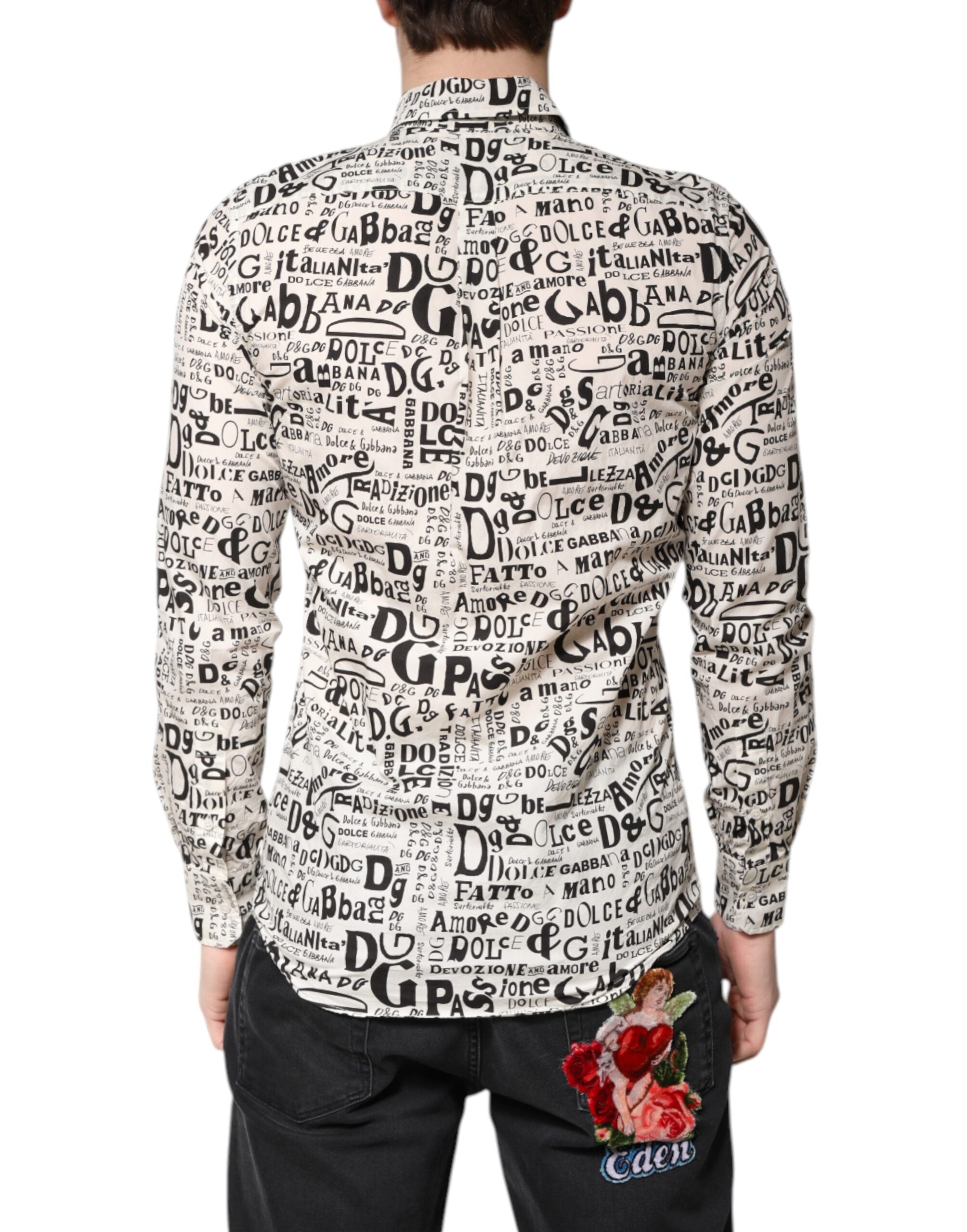 White Black Logo MARTINI Men Casual Shirt
