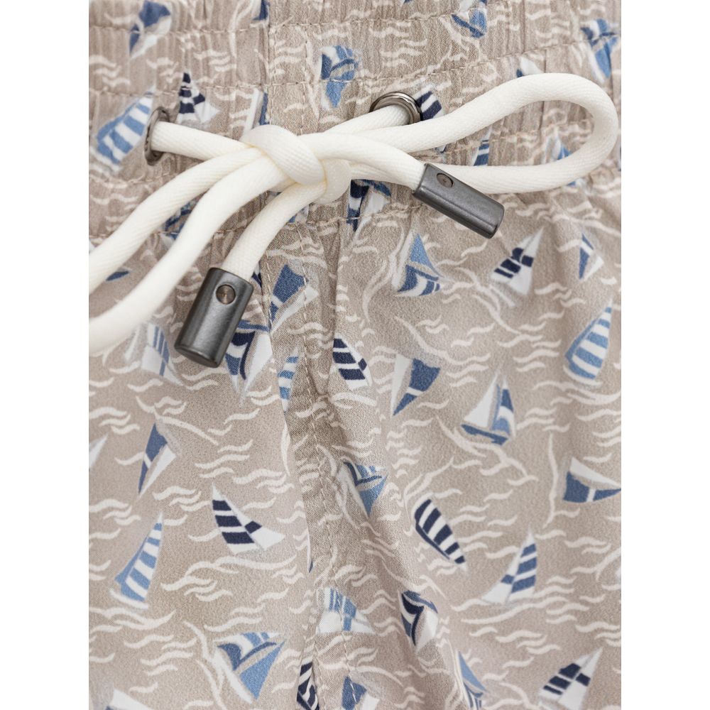 Beige Polyester Swim Shorts