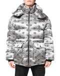 Silver Logo Full Zip Hooded Quilted Jacket