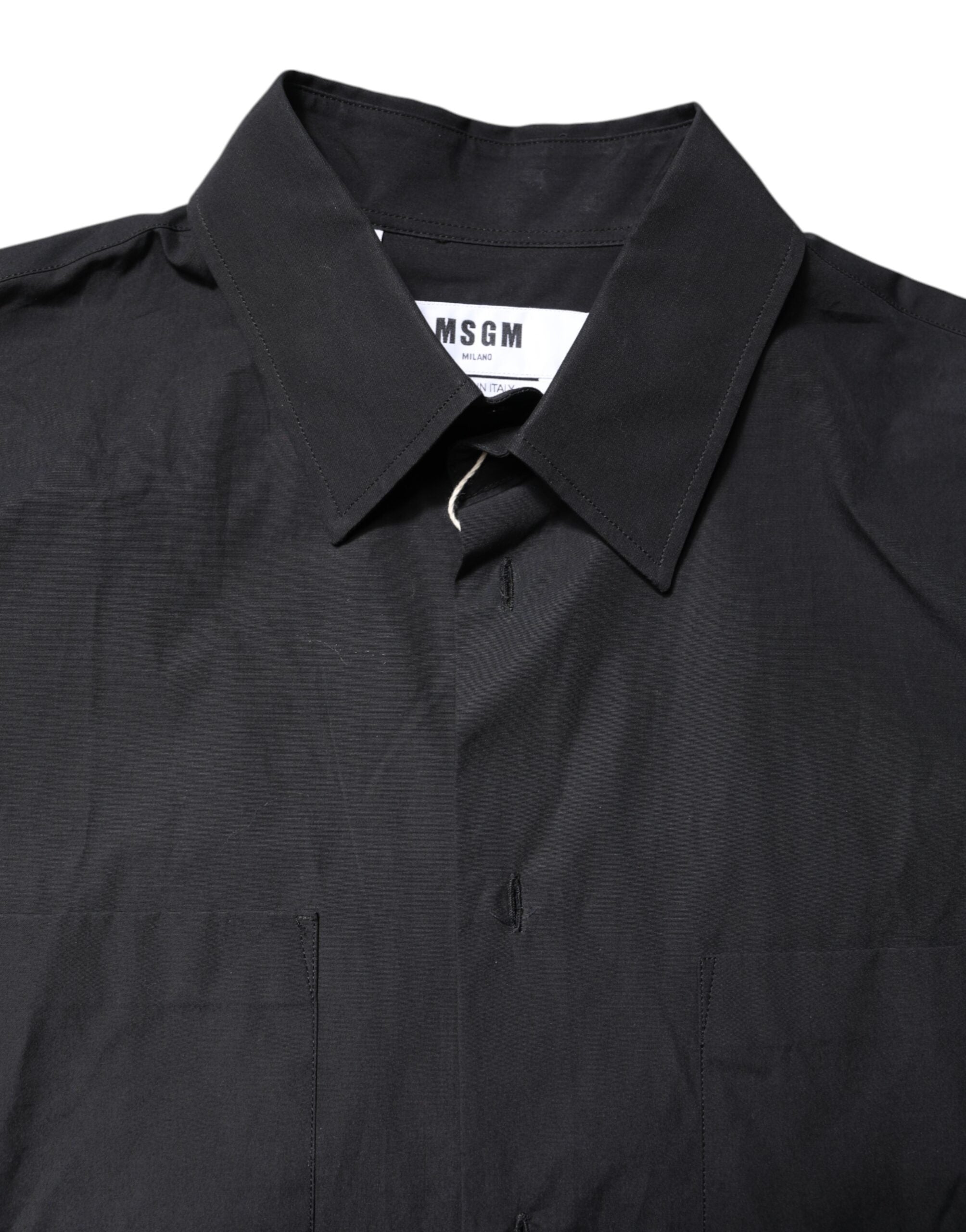 Black Printed Short Sleeves Collared Men Casual Shirt