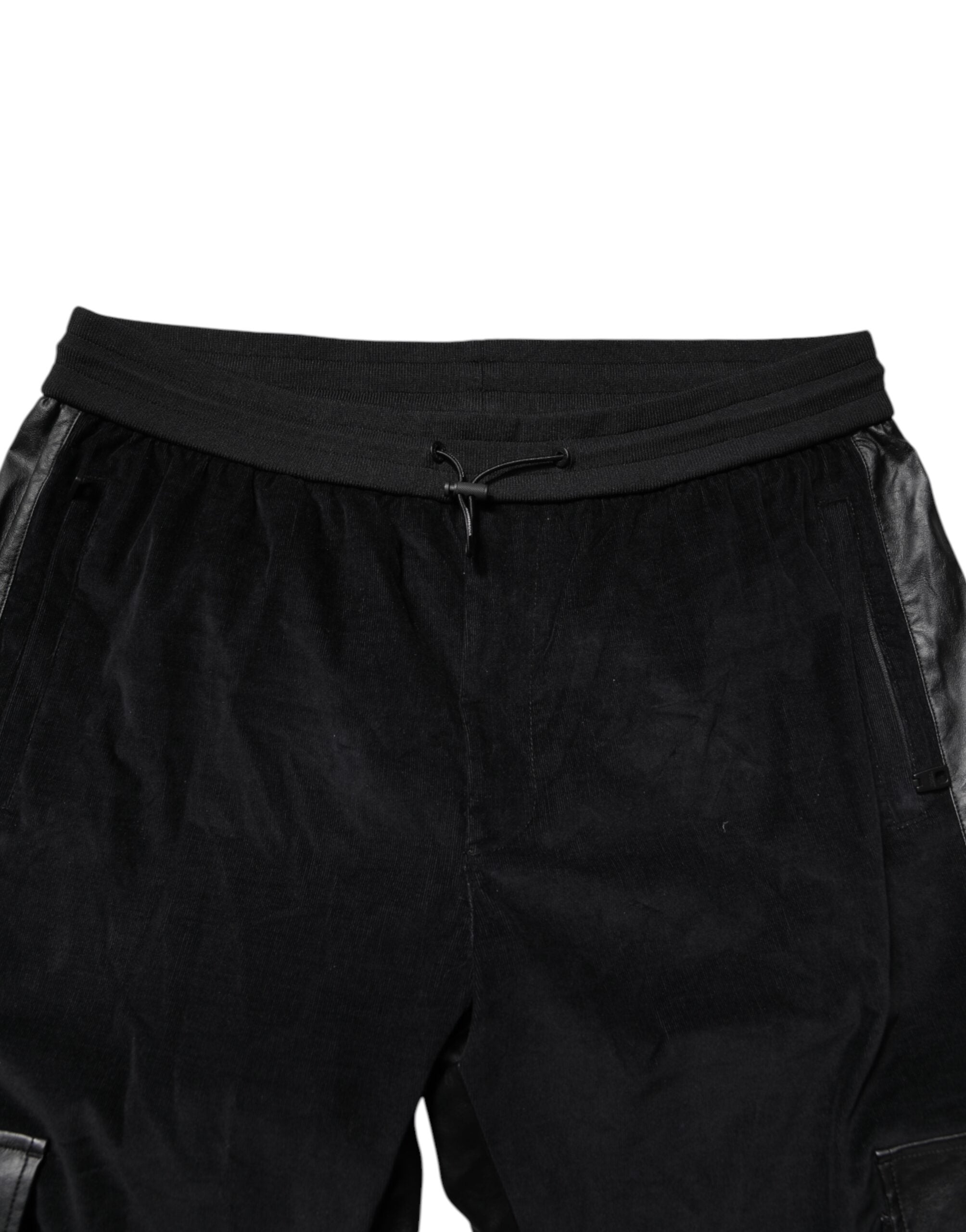 Black Cotton Cargo Jogger Sweatpants Pants