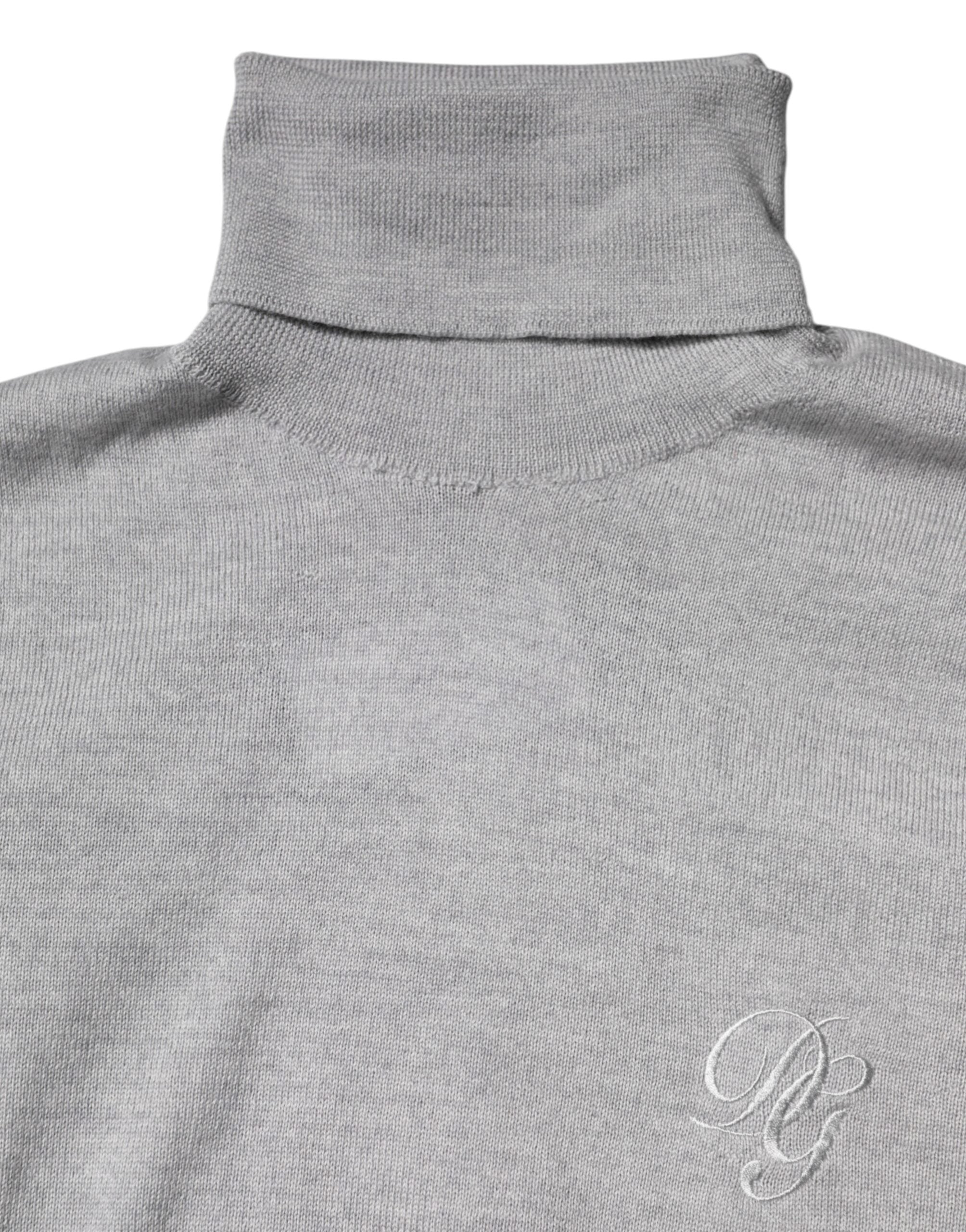 Gray Wool Knitted Men Pullover Sweater