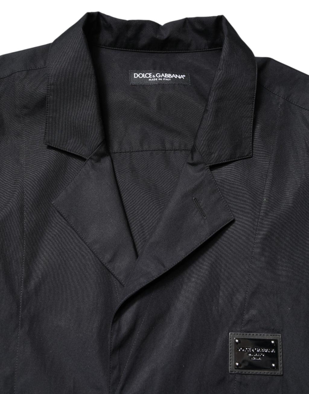 Black Short Sleeves Button Down Casual Shirt