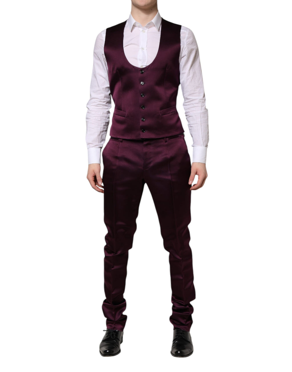 Dark Purple Silk 3Piece Single Breasted Suit