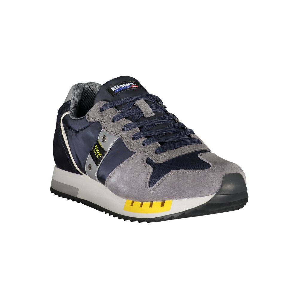 Blue Leather Men Sneaker