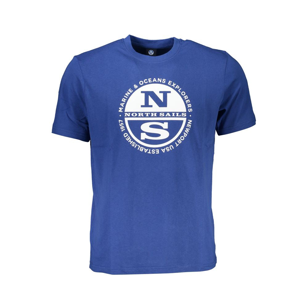 Blue Cotton Men T-Shirt