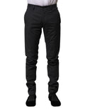 Gray Striped Cotton Formal Pants