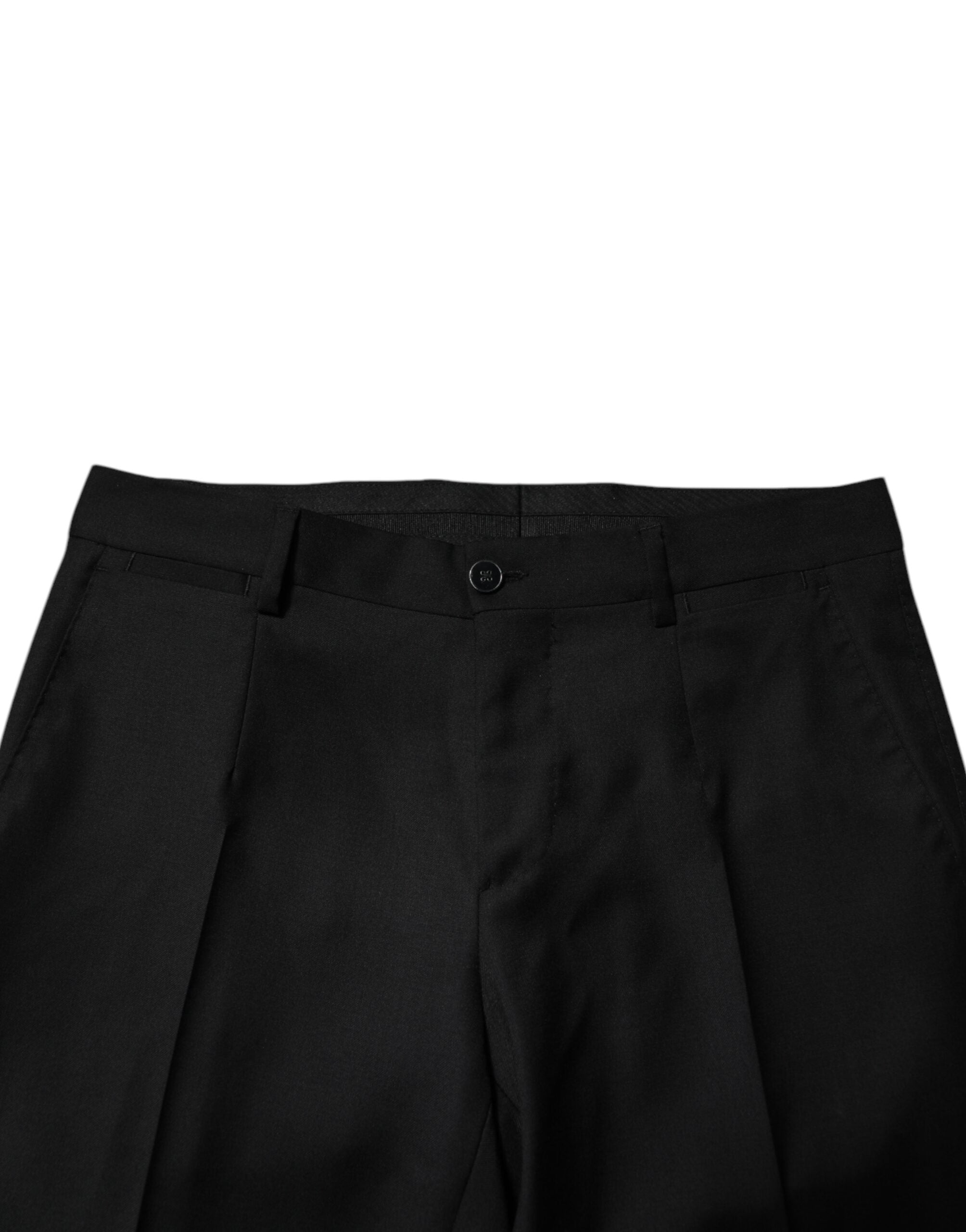Black Wool Formal Men Slim Pants