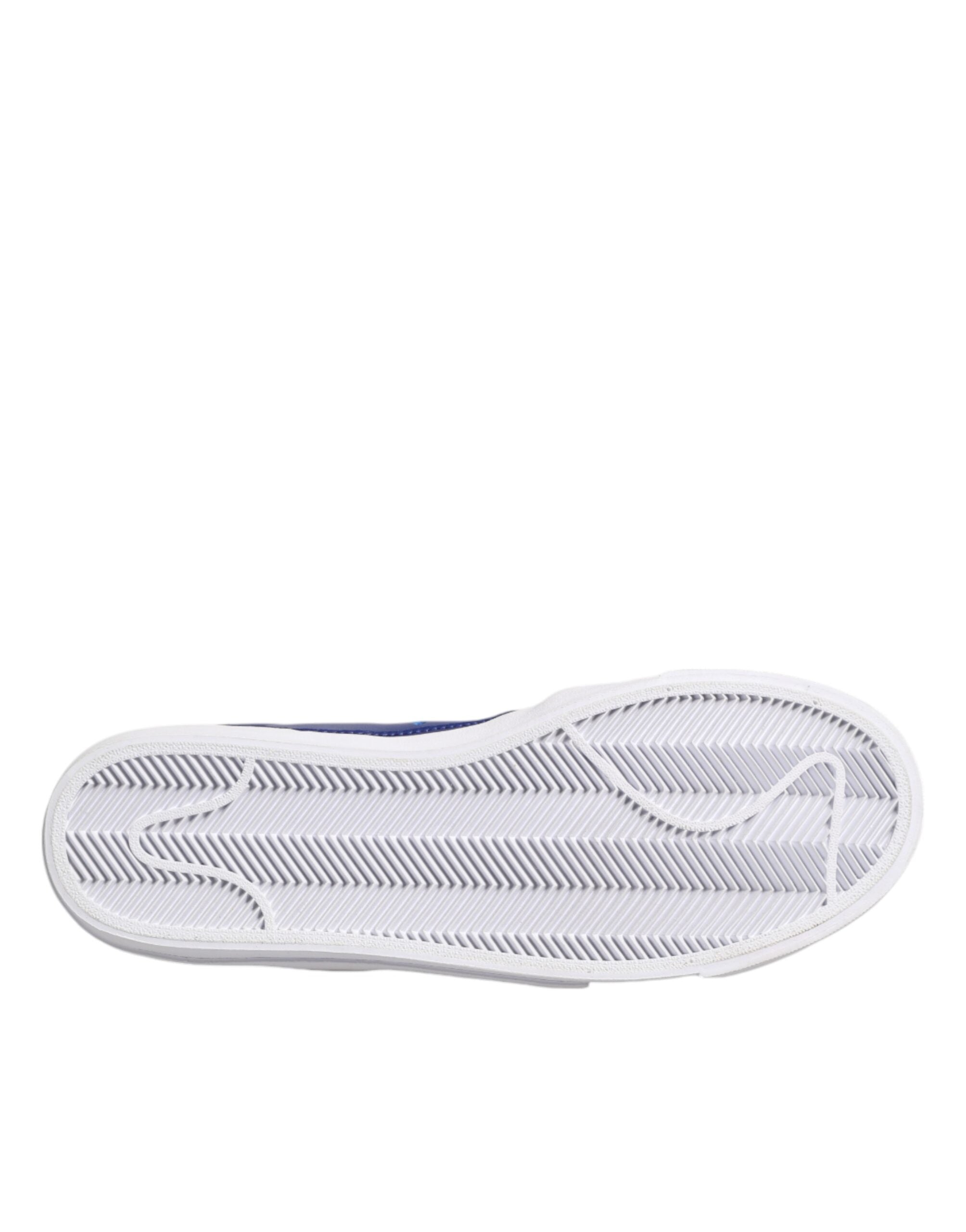 White Blue Lace Up Low Top Drop-Type PRM Sneakers Shoes
