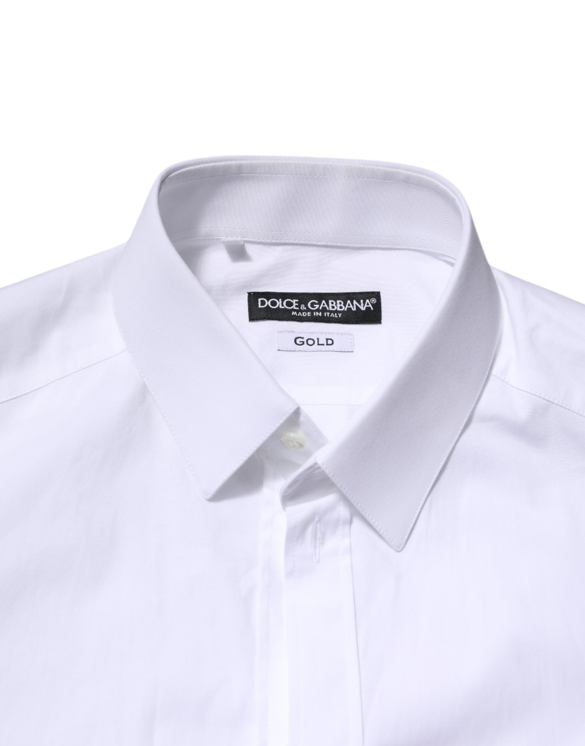 White Cotton GOLD Long Sleeve Men Dress Shirt