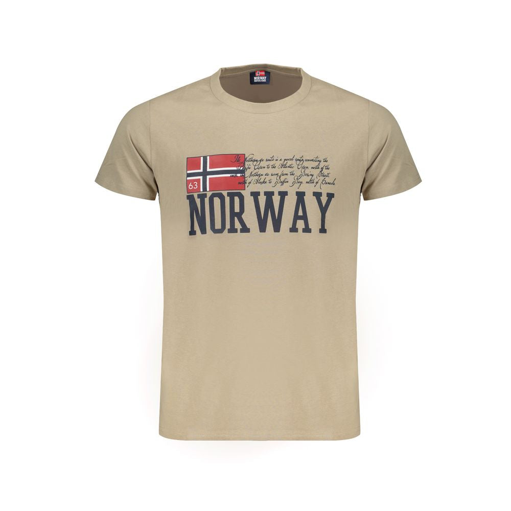 Beige Cotton Men T-Shirt