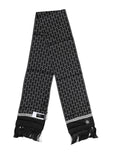 Black Silk Printed Fringes Men Foulard Scarf