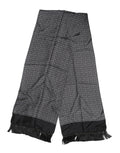 Black Patterned Fringes Men Foulard Scarf