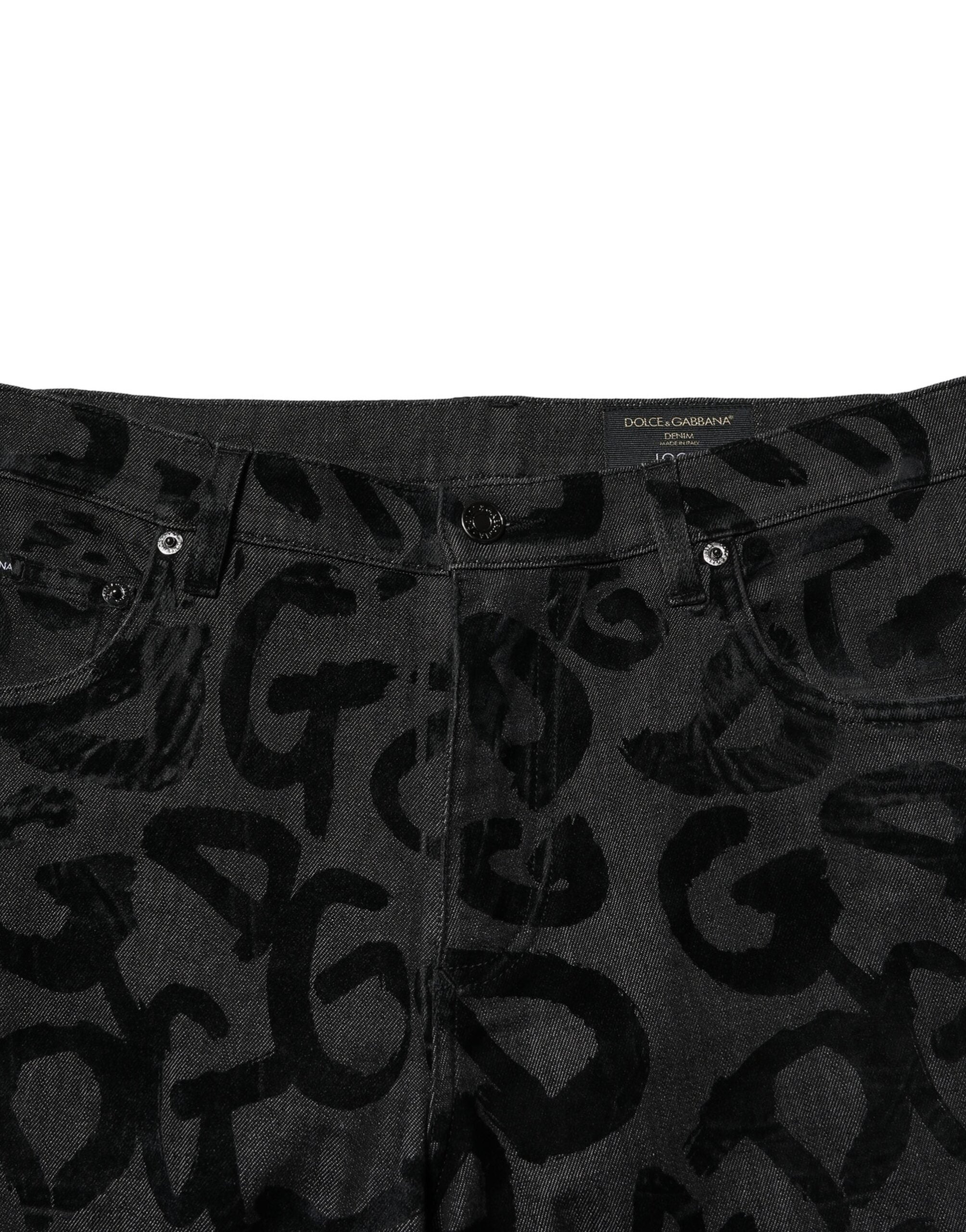 Gray Cotton DG Logo Straight Men Denim Jeans