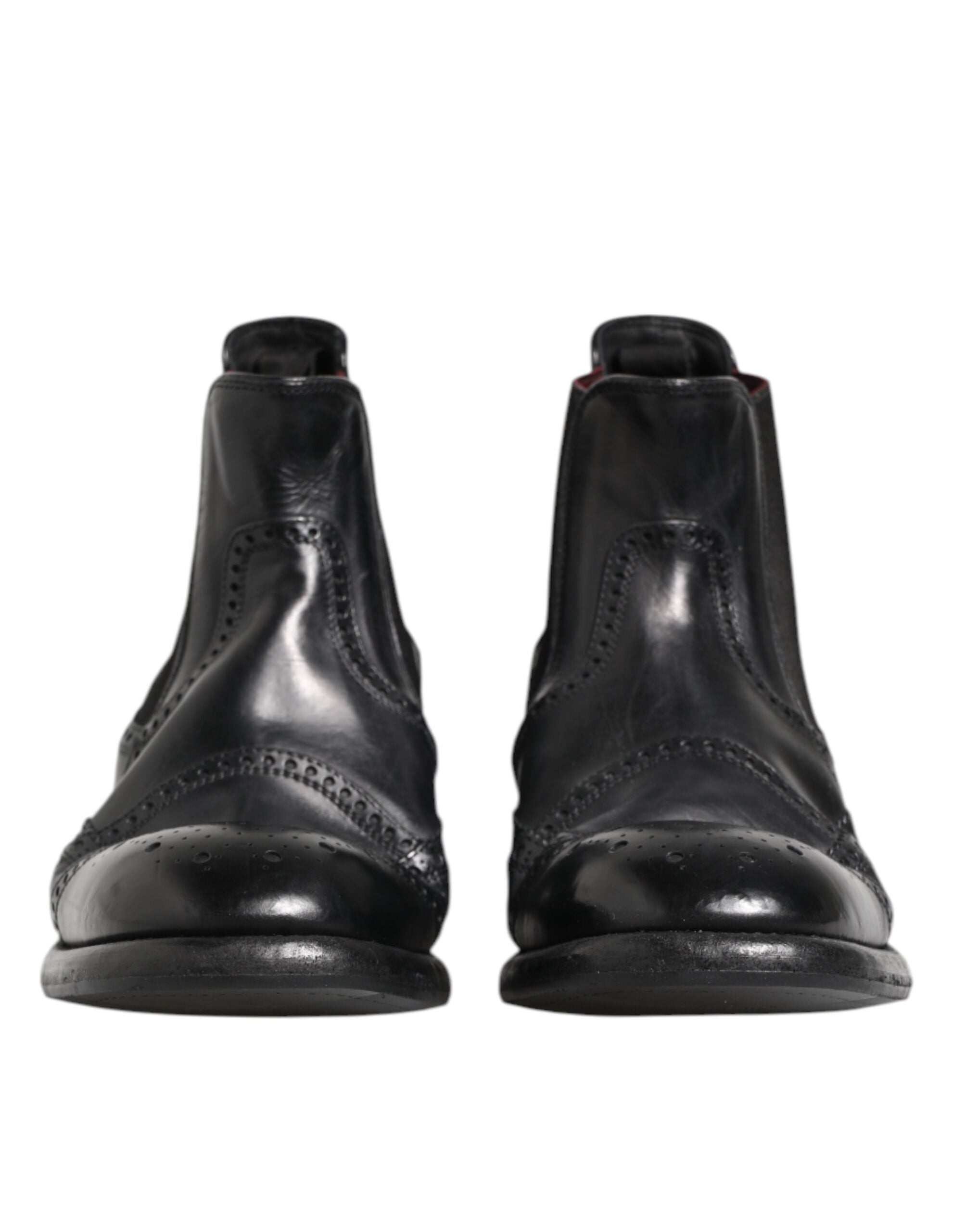 Black Leather Ankle Boots Slip On Shoes