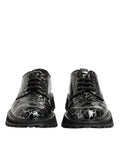 Black White Calfskin Chunky Derby Shoes