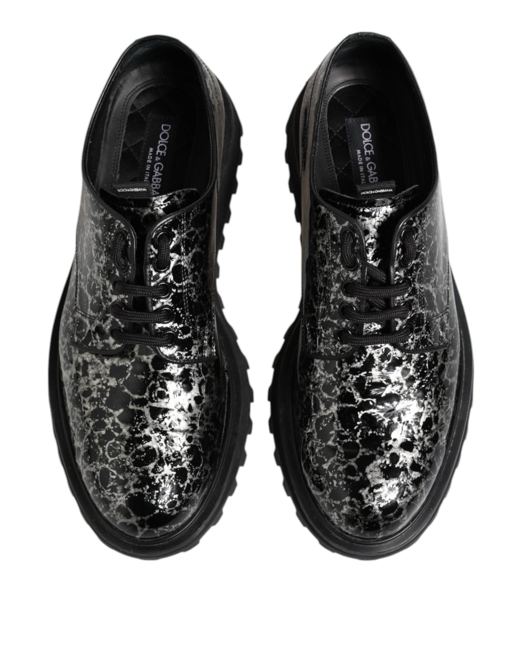 Black White Calfskin Chunky Derby Shoes