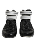 Black Quilted Leather Lace Up Sneakers Shoes