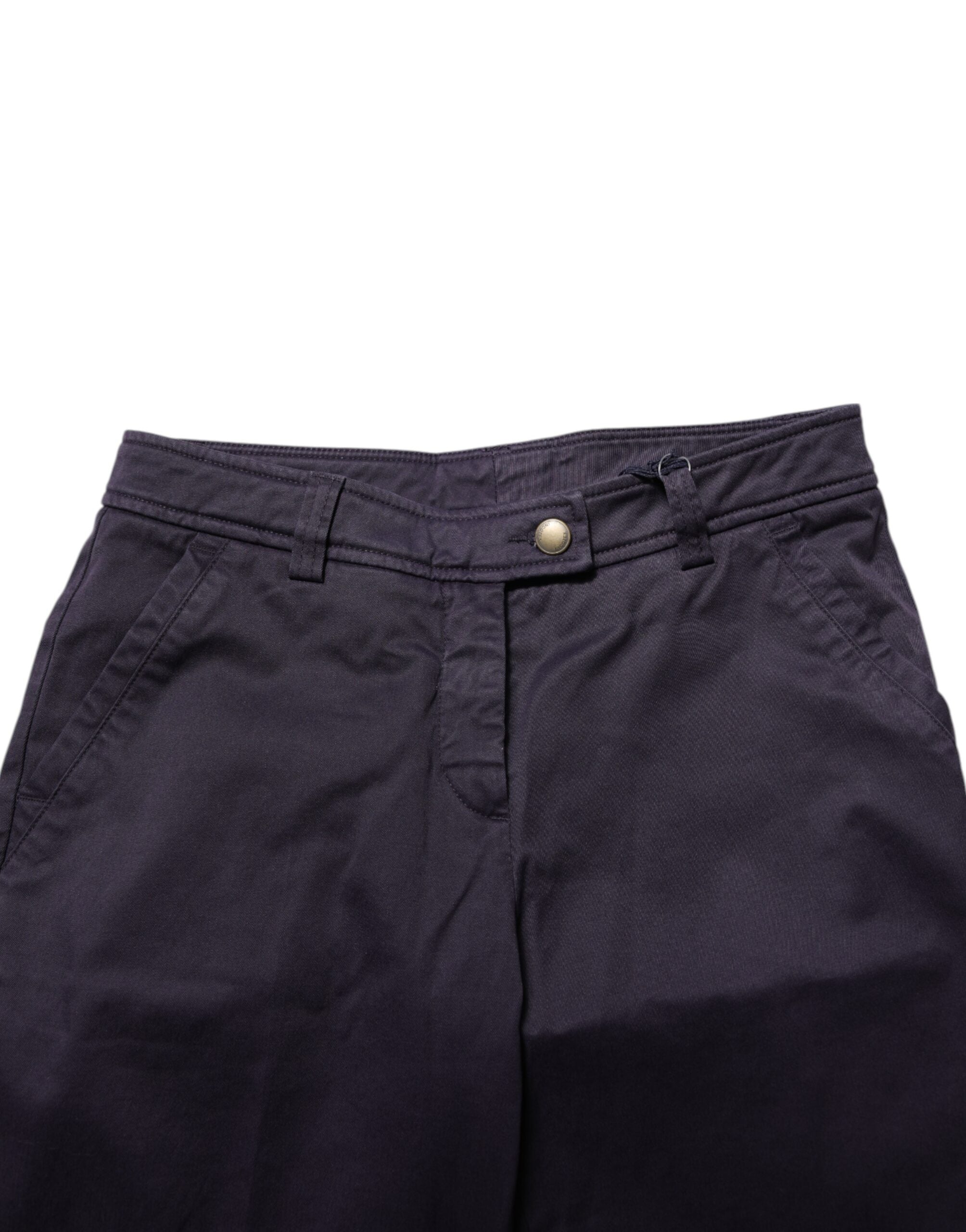 Dark Purple Mid Waist Casual Straight Pants