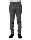 Black White Checkered Tapered Dress Pants