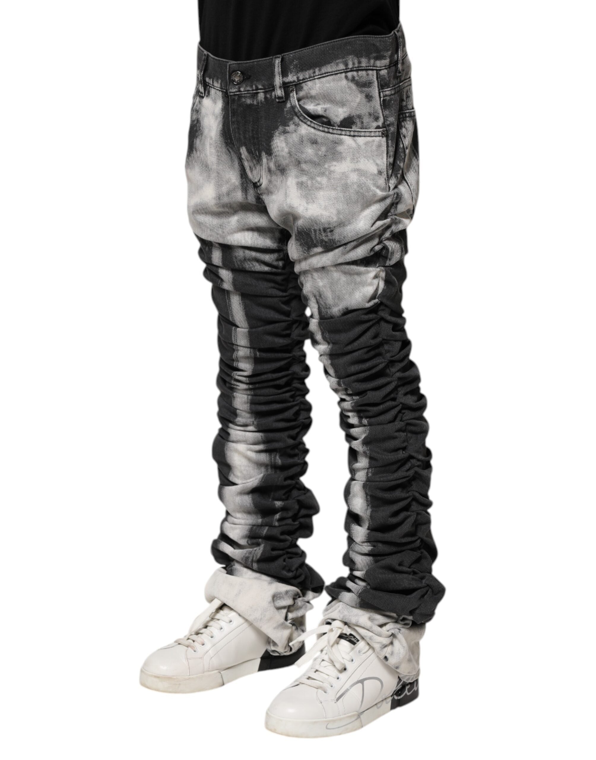 Black Tie Dye Straight Denim Jeans