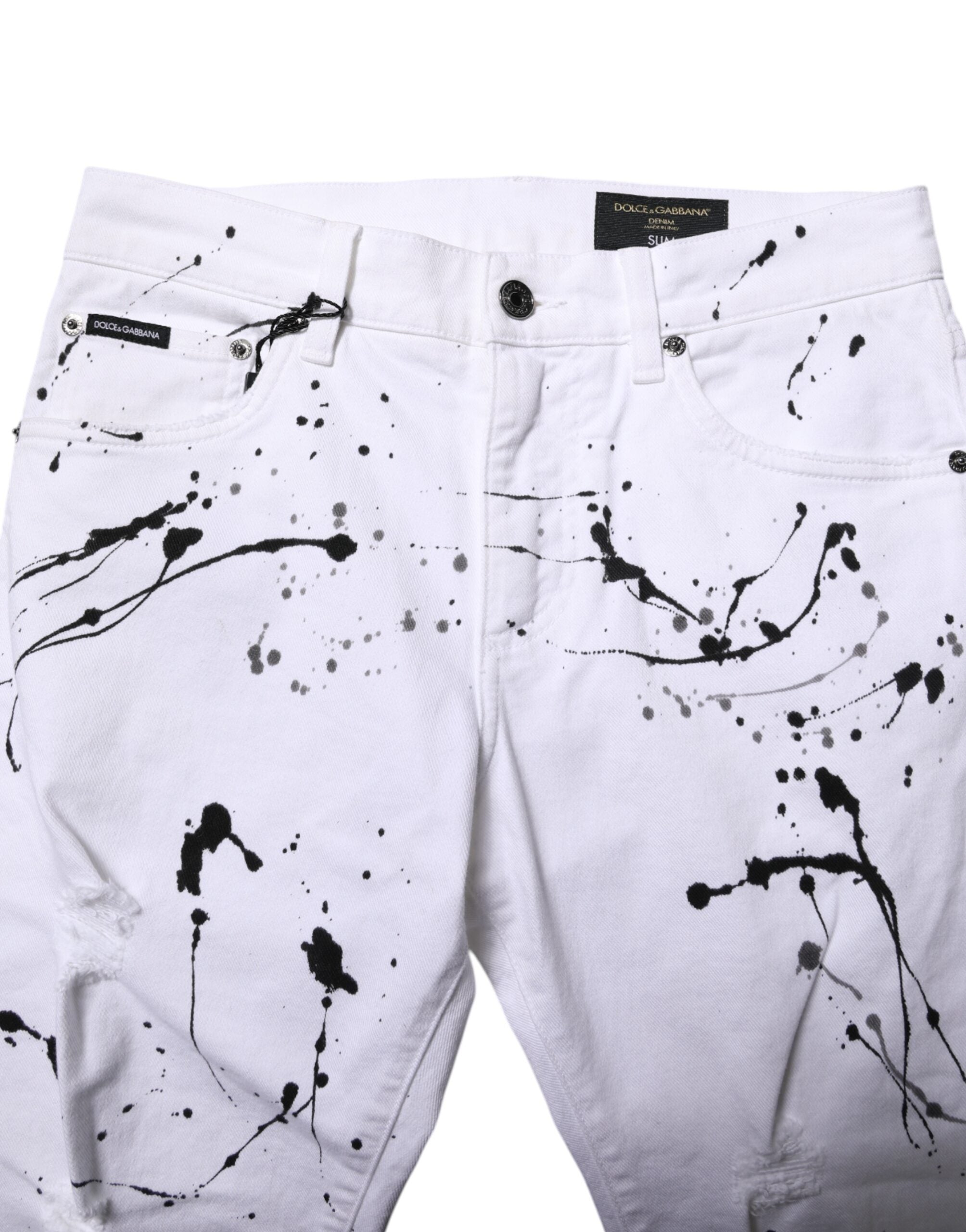 White ColorSplash Skinny Denim Jeans