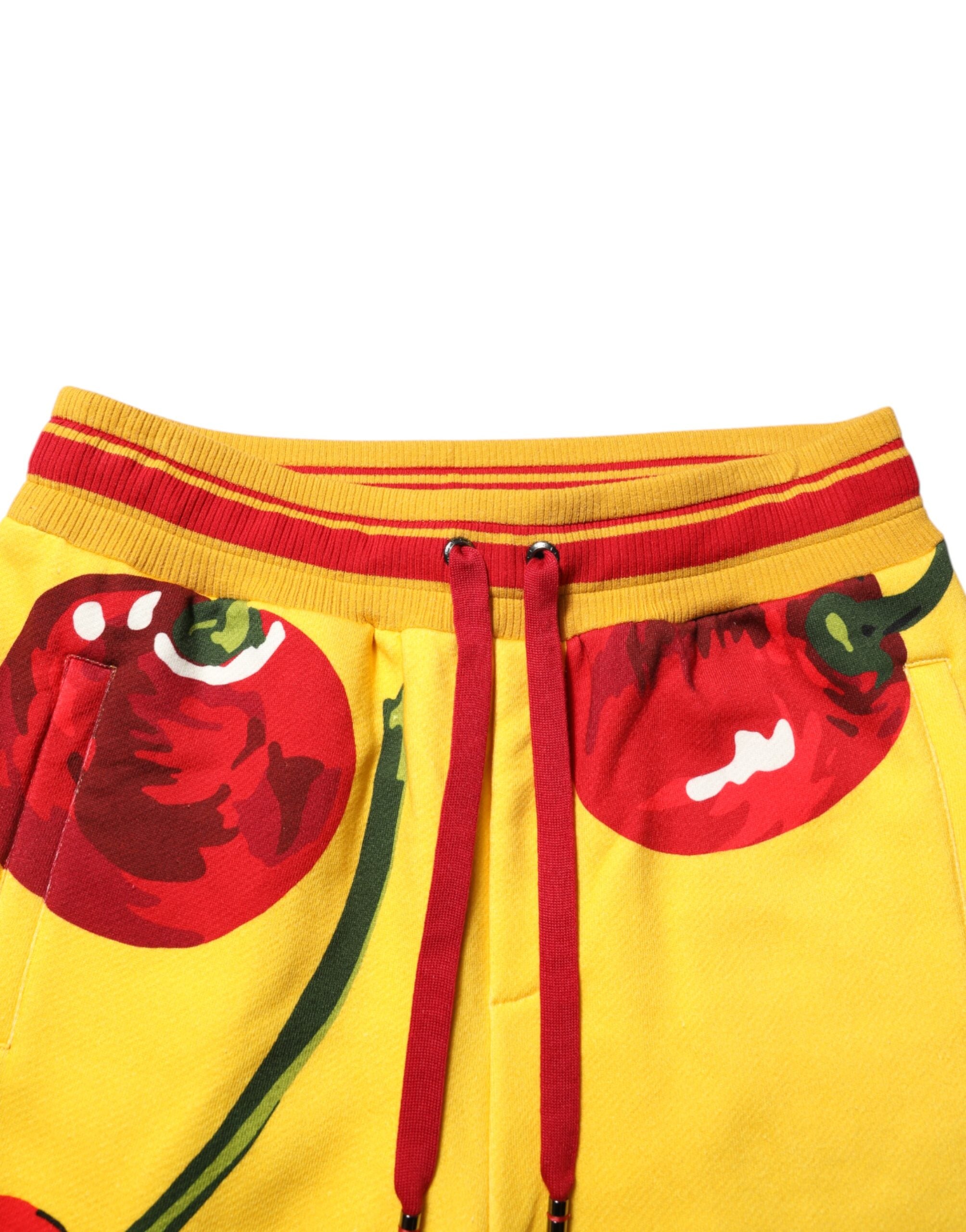 Yellow Cherry Print Jogger Sweatpants Pants