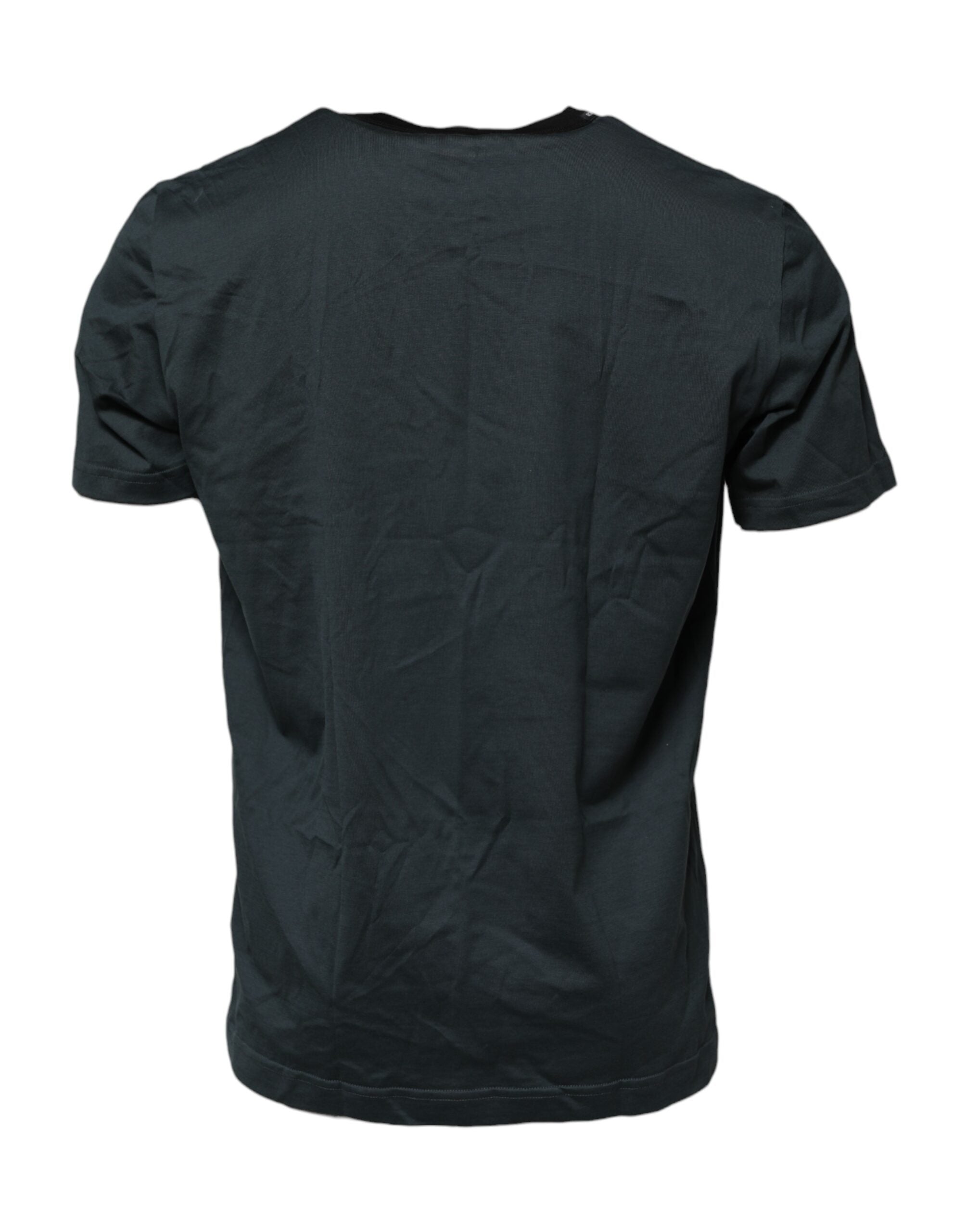 Black Cotton Printed Short Sleeves T-shirt