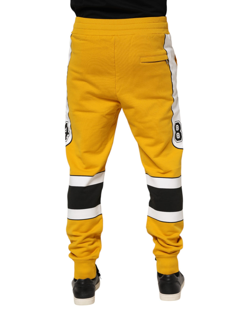 Yellow Cotton Print Jogger Sweatpants Pants
