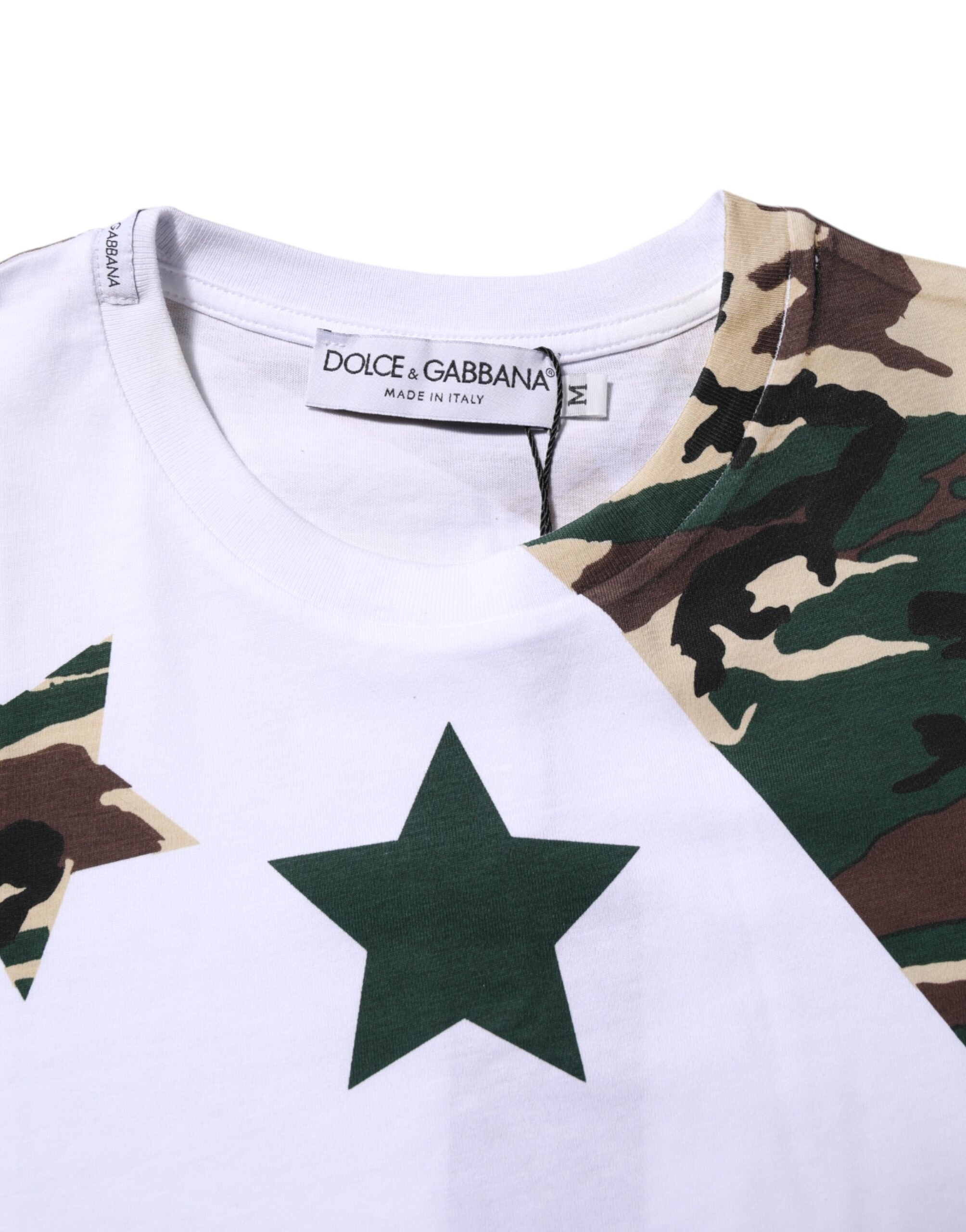 White Camouflage Cotton Men Crew Neck T-shirt