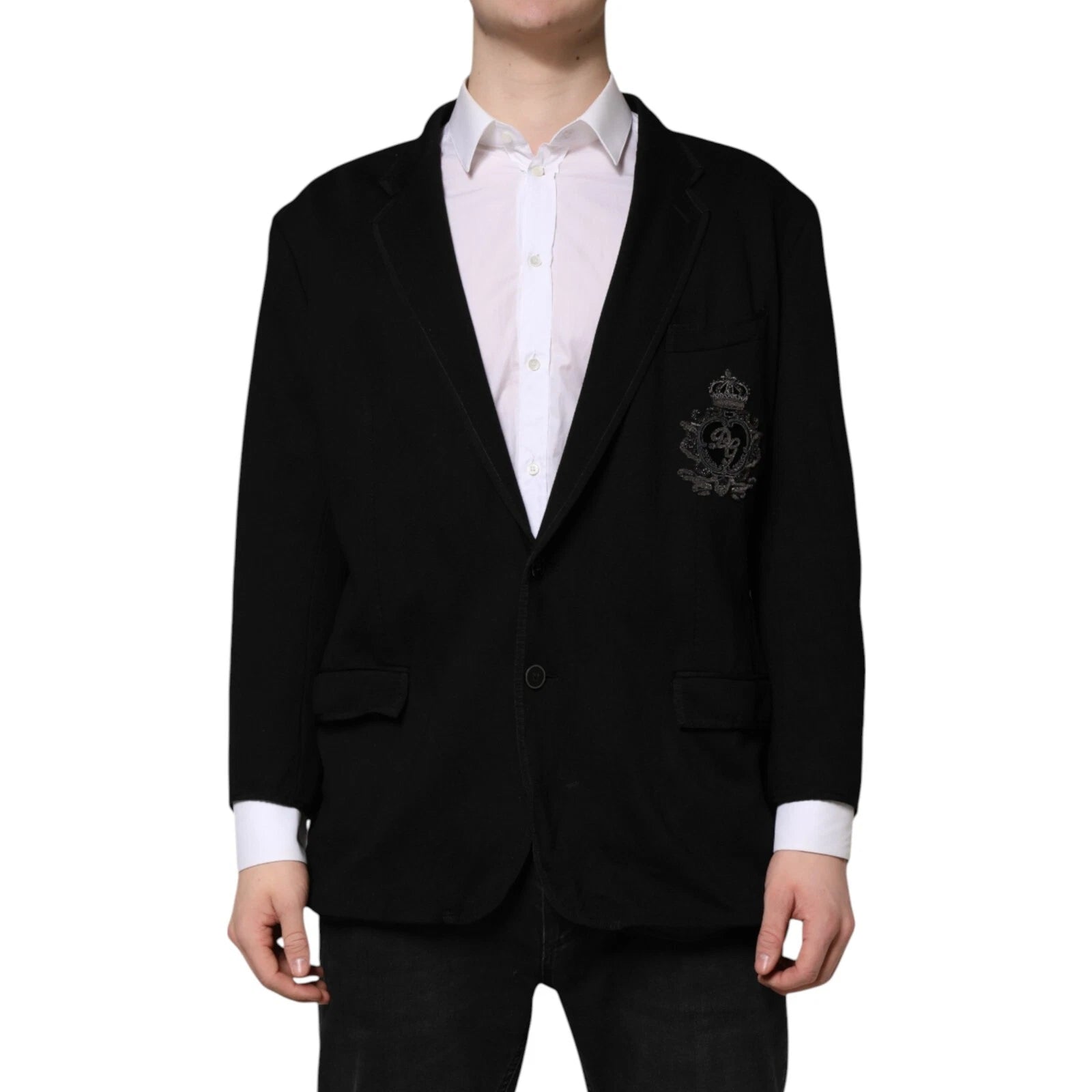 Black Viscose DG Crown Blazer Coat Jacket