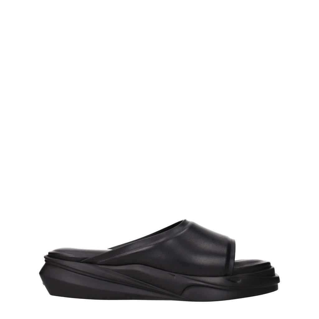 Black Leather Slippers