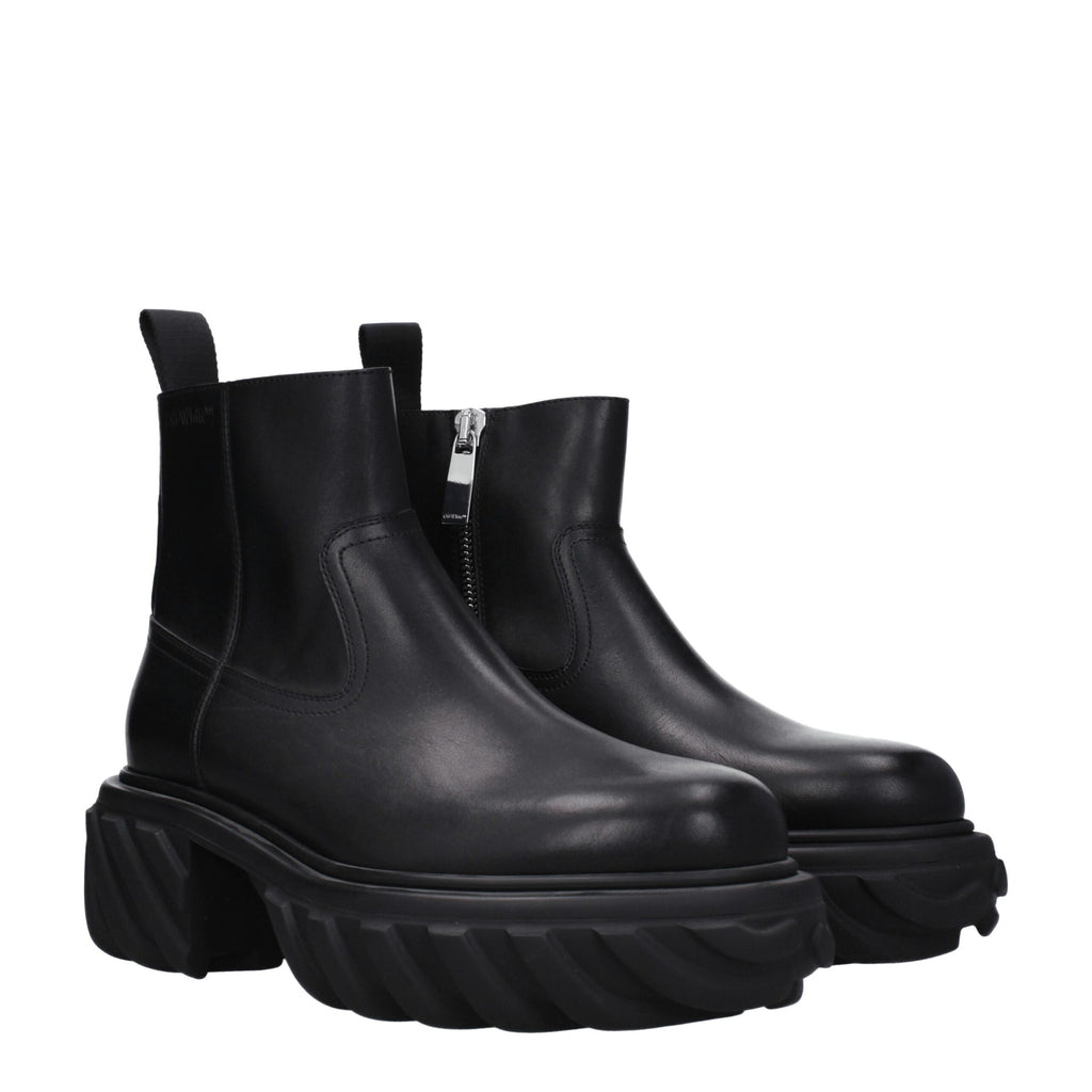 Black Leather Ankle Boots