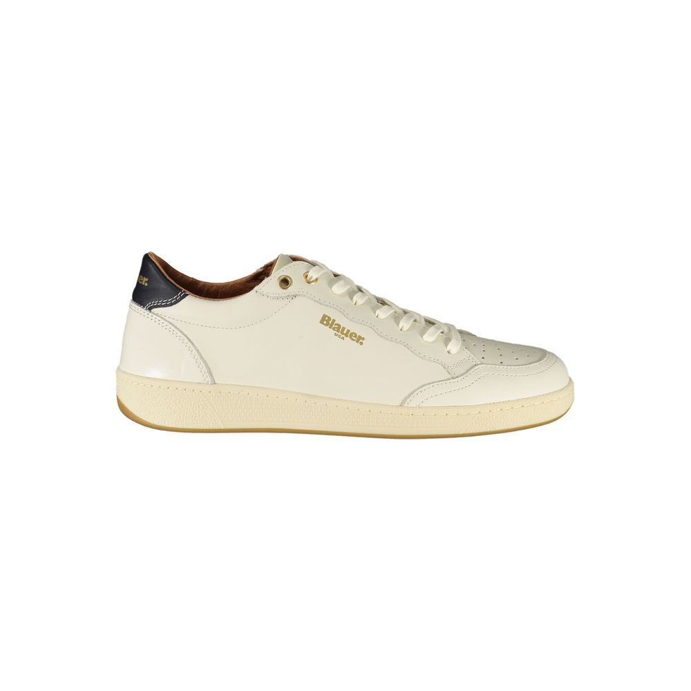 White Polyurethane Men Sneaker