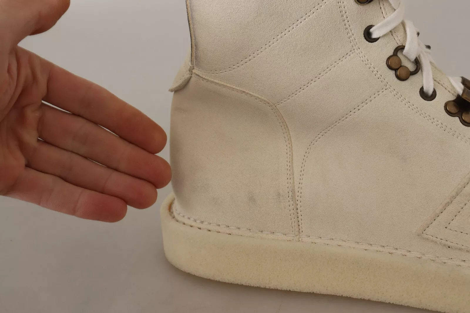 White Leather Lace Up Mens Boots