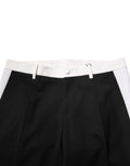 Black White Stripe Wool Men Trouser Pants