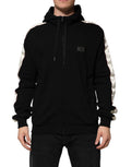 Black Cotton Plaque Track Cardigan Sweater