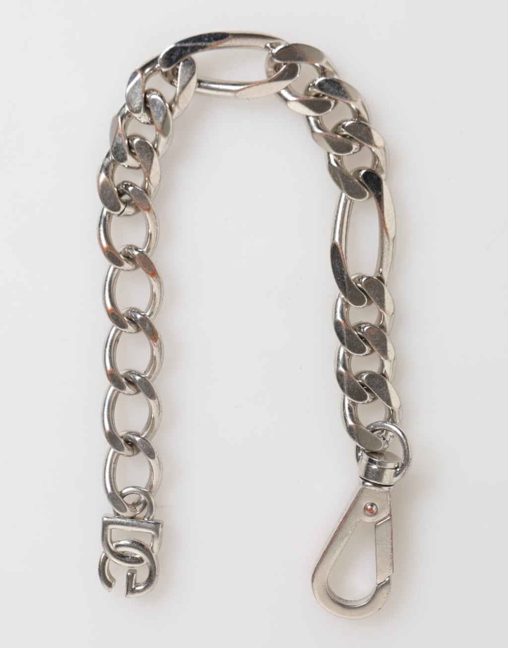 Silver Tone Brass Chain Lobster Clasp DG Logo Bracelet